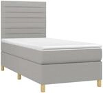 vidaXL Boxspringbett mit Matratze Hellgrau 90x200 cm Stoff 3142385