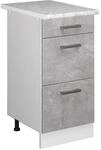 Vicco K&uuml;chenunterschrank R-Line Beton/Wei&szlig; 40 cm mit Schubladen AP Marmor