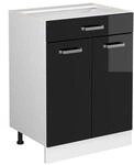 Vicco K&uuml;chenunterschrank R-Line Schwarz Hochglanz 60 cm mit Schublade ohne