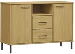vidaXL Sideboard OSLO mit Metallbeinen Braun 113x40x77 cm Massivholz 351018