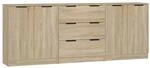 vidaXL 3-Tlg Sideboard Sonoma Eiche-Optik Holzwerkstoff 3115782