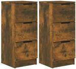 vidaXL Sideboards 2 Stk R&auml;uchereiche 30x30x70 cm Holzwerkstoff 817013