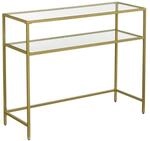 Vasagle Konsolentisch 2 Ablagen Hartglas 35 cm x 100 cm x 80 cm Gold