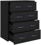 vidaXL Kommode mit 4 Schubladen 60x30,5x71 cm Schwarz 342577