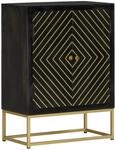 vidaXL Sideboard mit 2 T&uuml;ren Schwarz Gold 55x30x75 cm Massivholz Mango 352042