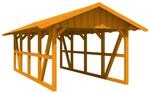 Skan Holz Carport Schwarzwald mit Dachschalung 424 x 772 cm Eiche