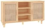 vidaXL Sideboard Braun 105x30x60 cm Massivholz Kiefer und Natur-Rattan 345641
