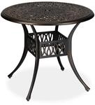 Relaxdays Gartentisch Aluminiumguss Schwarz Bronze Schirmloch 75 cm x 90 cm