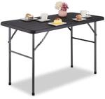Relaxdays Gartentisch Kunststoff Stahl Schwarz Klappbar 118 cm x 60 cm x 74 cm 6,9 kg