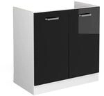 Vicco Sp&uuml;lenunterschrank R-Line Schwarz Hochglanz/Wei&szlig; 80 cm ohne Arbeitsplatte