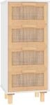 vidaXL Sideboard Wei&szlig; 40x30x90 cm Massivholz Kiefer und Natur-Rattan 345642