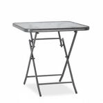 Relaxdays Balkontisch Glas Grau Klappbar 70 cm x 70 cm x 70 cm 10 kg