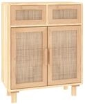 vidaXL Sideboard Braun 60x30x75 cm Massivholz Kiefer und Natur-Rattan 345638