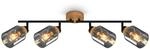 Brilo Deckenleuchte Hema Schwenkbar Holzbasis E27 Fassung Rauchglas 68 cm