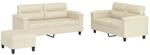 vidaXL 3-Tlg Sofagarnitur mit Kissen Creme Kunstleder 3202368