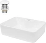 ECD Germany Design Waschbecken Waschtisch 480 x 380 x 140 mm inkl Ablaufgarnitur