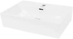 ECD Germany Waschbecken 515x360x130 mm aus Keramik Eckig Wei&szlig; Aufsatzbecken