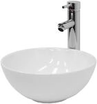 ECD Germany Waschbecken 320mm aus Keramik Wei&szlig; ohne &Uuml;berlauf inkl Ablaufgarnitur
