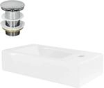 ML-Design Waschbecken Keramik in Wei&szlig; 46x26x11cm Eckig Klein inkl Ablaufgarnitur