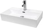 ECD Germany Waschbecken 605x365x130 mm aus Keramik Eckig Wei&szlig; Aufsatzwaschbecken