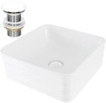 ML-Design Waschbecken Keramik Wei&szlig; 39x39x15 cm Quadratisch mit Ablaufgarnitur