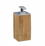 Relaxdays Seifenspender Bambus Kunststoff Nachf&uuml;llbar 17 cm x 7 cm x 7 cm 225 ml