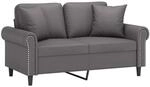 vidaXL 2-Sitzer-Sofa mit Zierkissen Grau 120 cm Kunstleder 3200927