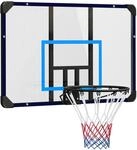 SPORTNOW Basketballkorb Stahl Schwarz Transparent Blau 113L x 61B x 73H cm