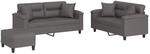vidaXL 3-Tlg Sofagarnitur mit Kissen Grau Kunstleder 3202379