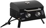 Outsunny Gas Grill mit 2 Brennern Mobiler Grillwagen Kohlenstoffstahl Schwarz
