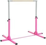 HOMCOM Gymnastik-Turnreck Stahl Buchenholz Rosa 194B x 121T x 92-150H cm