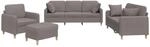 vidaXL 4-Tlg Sofagarnitur mit Kissen Taupe Stoff 3202085