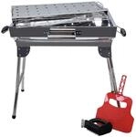 Grillpeter Mangal Iskander Edelstahl Rostfrei Schaschlik Grill mit Grillrost F&auml;cher
