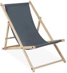 Relaxdays Liegestuhl Holz Anthrazit Klappbar 3-fach Verstellbar 82 cm x 56 cm x 93,5