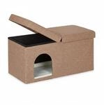 Relaxdays Katzenh&ouml;hle MDF Hellbraun Mit Deckel Faltbar 38,5 cm x 74,5 cm x 37 cm 5,8