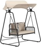 Outsunny Gartenschaukel Stahl Polyester Khaki 149L x 121B x 180H cm
