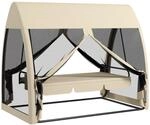 Outsunny 2 in 1 Hollywoodschaukel mit Liegefunktion 240 x 140 x 197 cm Kaffee