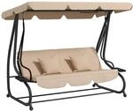Outsunny 2 in 1 Hollywoodschaukel mit Sonnendach 200 x 120 x 164 cm Braun
