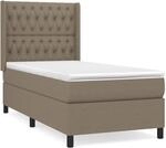 vidaXL Boxspringbett mit Matratze Taupe 90x200 cm Stoff1467048