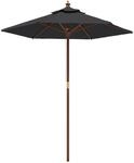 vidaXL Sonnenschirm mit Holzmast Schwarz 196x231 cm 363165