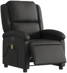 vidaXL Massagesessel Elektrisch Schwarz Echtleder