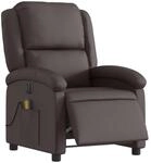 vidaXL Massagesessel Elektrisch Dunkelbraun Echtleder