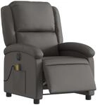 vidaXL Massagesessel Elektrisch Grau Echtleder