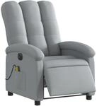 vidaXL Massagesessel Elektrisch Hellgrau Samt Modell 8