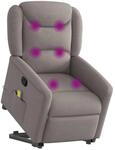vidaXL Massagesessel mit Aufstehhilfe Taupe Stoff 3303211