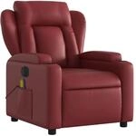 vidaXL Massagesessel Elektrisch Wei&szlig;rot Kunstleder Modell 3