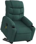 vidaXL Elektrischer Massagesessel mit Aufstehhilfe Dunkelgr&uuml;n Stoff 3206678