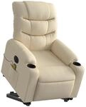 vidaXL Elektrischer Massagesessel mit Aufstehhilfe Creme Stoff 3206680