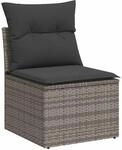 vidaXL Gartensofa ohne Armlehnen mit Kissen Grau Poly Rattan 366112