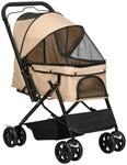 PawHut Hundewagen Stahl Oxford-Gewebe Braun 76,5L x 52B x 95H cm
